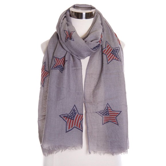 Elegant Essence American Theme Pattern Print Scarf - Picture 1 of 2